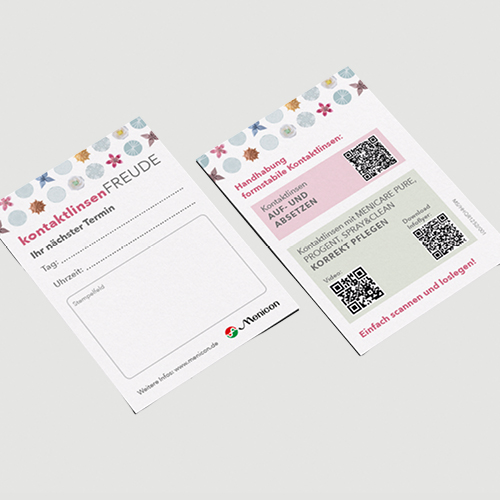Handhabungskarte formstabile Kontaktlinsen mit QR Codes