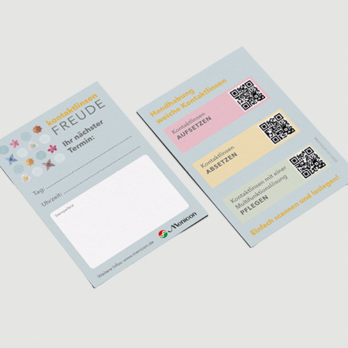 Handhabungskarte weiche Kontaktlinsen mit QR Codes